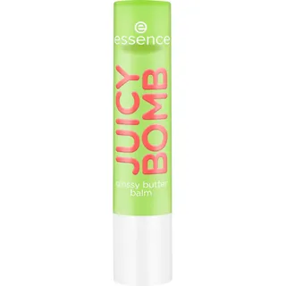 essence JUICY BOMB glossy butter balm, Lippenbalsam, Nr. 04, Grün, natürlich, glänzend, strahlend frisch, vegan, ohne Parabene, ohne Mikroplastikpartikel, Nanopartikel frei, 1er Pack (2.5g)