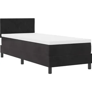 vidaXL LED Boxspringbett mit Matratze mit LED Schwarz 80 x 200 cm Samt - Schwarz