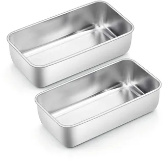Homikit Kastenform 2er-Set, Edelstahl Brotbackform Königskuchenform für Brot/Kuchen/Toast, Rechteckig Brotform, Gesund, Leicht zu reinigen & Spülmaschinenfest, 23,5cm x 12,6cm x 6cm