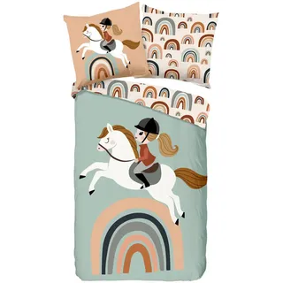 Kinderbettwäsche , Multicolor , Textil , Pferd , 135x200 cm , atmungsaktiv , Heimtextilien, Bettwäsche & Leintücher, Kinderbettwäsche