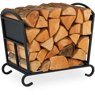 Relaxdays Kaminholzkorb Metall 44 x 52 x 31 cm Schwarz