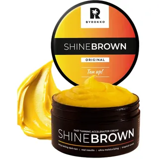 BYROKKO Shine Brown Bräunungsbeschleuniger Sonnencreme (210 ml), Bräunungscreme Wirksam in Solarium und im Freien, Erzielen Sie eine natürliche Bräune mit natürlichen Inhaltsstoffen