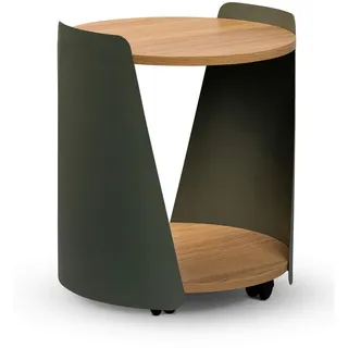 Xora Couchtisch , Grün, Eichefarben , Metall, Holzwerkstoff , rund , 40x48x40 cm , offenes Fach, einfacher Aufbau , Wohnzimmer, Wohnzimmertische, Couchtische, Couchtische rund