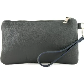 modamoda de T193 Damen Leder Clutch Handgelenktasche Kosmetiktasche Klein handmade in Italy, Farbe:Graphitgrau