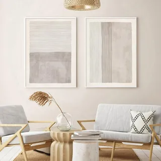 CULASIGN Abstrakt Poster 2er Set, Moderne Beige Line Art Bilder Leinwandbilder Wandkunst Wandbilder, OHNE Rahmen Wanddeko für Wohnzimmer (50 x 70 cm)