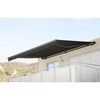 Elektrische Kassetten-Markise T122, Vollkassette Volant 4x3m Polyester Anthrazit, grau - Grau