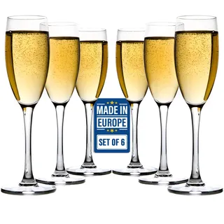CRYSTALIA Luxus Sektgläser 6er Set,190ml, %100 BLEIFREI Spülmaschinenfest Champagnergläser, Sektflöten Glas, Wein Champagne Gläser Champagner Set, Prosecco Gläser, Champagnerglas, Champagne Glasses