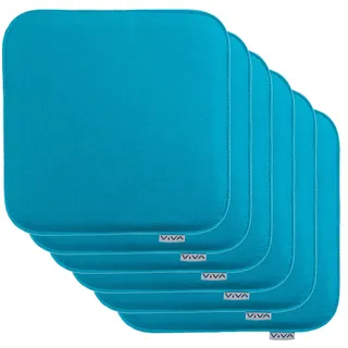 Brandsseller 6er Set Sitzkissen aus Filz 35x35x2 cm – Robuste Stuhlauflagen für innen und außen, eckiges Sitzpolster, strapazierfähiges Kissen für Stühle - Türkis
