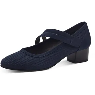 Jana Damen Pumps mit Riemen Kleiner Absatz Vegan, Blau (Ocean), 37 EU
