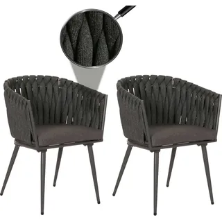 Mendler HWC-N38 Gartenstuhl 61 x 61 x 82 cm grau/silber 2 St.