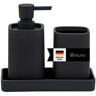 eluno Bad-Accessoires-Set Valona, Soft-Touch, schwarz , Schwarz , Kunststoff , 18x2.5x9.5 cm , Badaccessoires