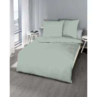 Bettwäsche KAEPPEL "Uni", grün (jade), B/L: 155cm x 220cm, 1 Stk., 1 Stk., Seersucker, B/L: 80cm x 80cm, 2 Stk., Seersucker, Obermaterial: 100% Baumwolle, Bettwäsche, Bettwäsche, einfarbig