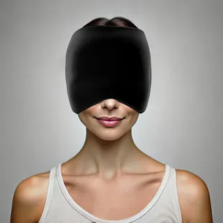 newgen medicals Augenmaske: 360°-Migräne-Maske zum Kühlen und Wärmen, 1 Gel-Lage, schwarz (Migränemaske, Gel-Mütze, Cap)