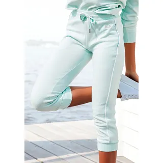 Caprihose H.I.S, Damen, Gr. 32/34, N-Gr, grün (hellmint), Interlock, Obermaterial: 60% Baumwolle, 40% Polyester, unifarben, Basic, bequem kniebedeckend, Hosen Caprihose, mit seitlichem Piping, Loungeanzug, Topseller