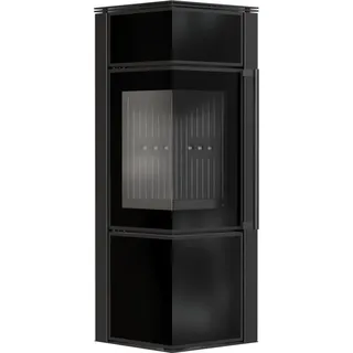 TORA/S 8 kW Ø 150 Glaspaneel Schwarz / Brennraum Schwarz + Türfeder