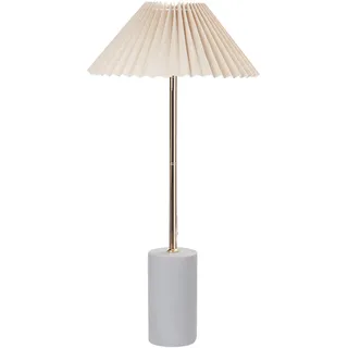 BELIANI Tischlampe Weiß Leinen Rund 40 cm Stoffschirm Trommelform Rillen-Optik Kabel mit Schalter Modern Schlaf- u. Wohnzimmer Beleuchtung - Beige, Gold, Grau