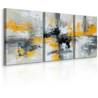 Muralo Leinwandbilder 3-es Set Abstrakte Kunst , Textil , Abstrakt, Kunstzeichnung , Rechteckig , 90x40 cm , Bilder & Rahmen, Bilder