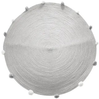 Atmosphera Kinderteppich mit Bommeln, Grau, Durchmesser 90 cm