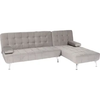 Schlafsofa HWC-K22, Couch Ecksofa Sofa, Liegefläche links/rechts Schlaffunktion 236cm Samt grau - Grau