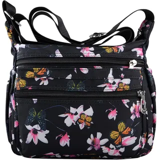 NOTAG Damen Umhängetasche Wasserdicht Nylon Schultertasche Multi Tasche Messengertasche (Pink)