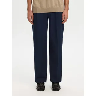 Selected Loose Fit Bundfaltenhose mit Gürtelschlaufen Modell FINN Marine, S