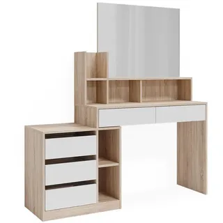 Vicco Schreibtisch Anja Weiß/Sonoma 139.8 x 40 cm mit Schubladen, Model 43661 - Weiß, Braun
