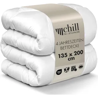chill sleeplonger 4 Jahreszeiten Bettdecke 135x200-2 in 1 Ganzjahresdecke 135x200 - Schlafdecke Atmunsaktiv & Waschbar & Vegan - Duo Steppdecke mit Schlafkomfort Leiste - 500g & 700g Füllung