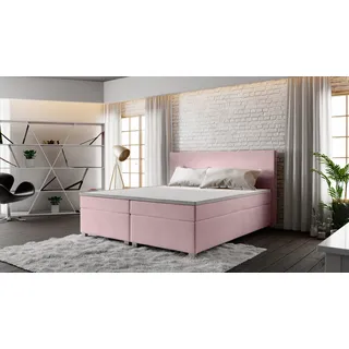 Roe Furniture | Boxspringbett - SIMPLE - 180x200 cm - Rosa - Mit Bonell-Matratze - Doppelbett - Tagesbett - Bett Schlafzimmer - Gästebett - Rosa