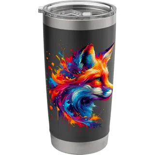 Splash Art Fuchs Füchse Doppelwandiger Edelstahl-Thermobecher