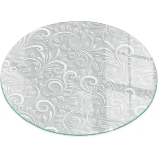 Elegantes florales Muster – Glasbodenplatte für – Kaminofen – Kaminplatte Glas – Schutzglas – Funkenschutzplatte –Glasbodenplatte Feuerfeste – Hitzeschutzplatte – Bodenschutz aus Glas – fi 50cm