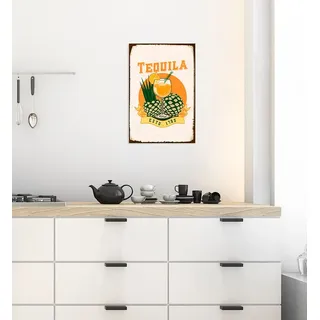 queence Metallbild »Tequila« Ananas   Schriftzug   Schriftzüge 1 Stk. tlg. Stahlschilder, beige