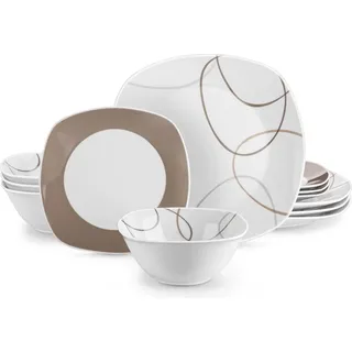 Tida Serviesset – 24-teilig – 8 Personen – Weiß Keramik – Diner-, Frühstücks- & Tiefe Teller – Küchenservies - Weiß