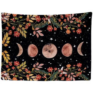 Ulticool - Mond Sternenhimmel Schwarz Wandteppich XXL - 200 x 150 cm - Poster Wand Tuch Fototapete - Tarot Boho Aesthetic Deko - Wandbehang Vorhang - Teenager Schlafzimmer - Halloween Gothic