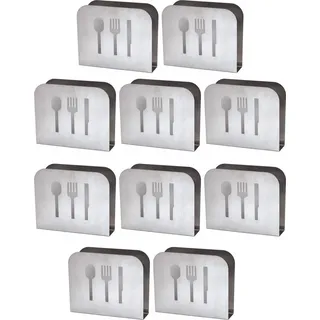 10er Set - Serviettenhalter aus Edelstahl | Serviettenablage für Tisch, Küche, Bar, Gastronomie | Serviettenständer, langlebig | Serviettenspender Stehend - Serviettenbox für Restaurants & Bistros - Silber