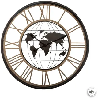 Atmosphera Wanduhr Welt 67 cm D67 schwarz