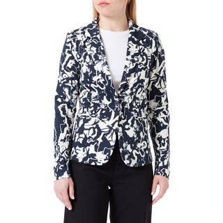 ICHI IHKATE Print BL14 Damen Blazer Kurzblazer Jacke gemusterter EIN-Knopf-Blazer mit Stretch und Reverskragen, Größe:S, Farbe:Total Eclipse (194010)