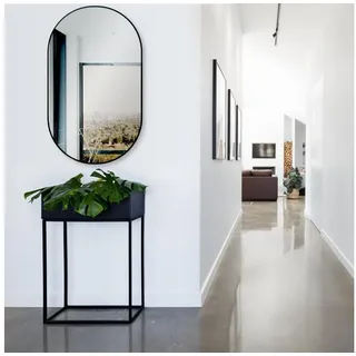 Hoko Design Wandspiegel oval 50 x 90 cm mit Metall Rahmen Matt Schwarz. HOCH und QUER Montage möglich. Ovaler Spiegel Bad, Flur und Schlafzimmerspiegel. Spiegel für das Wohnzimmer, Esszimmer.