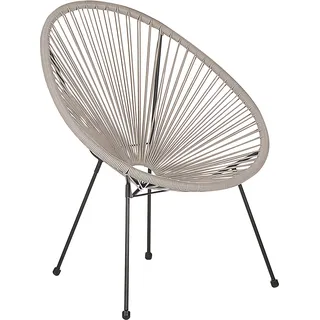 BELIANI Balkonstuhl Hellgrau Polyrattan Spaghetti-Optik Modern Mexikanischer Stil Outdoor Balkon Terrasse Garten Möbel - Grau, Schwarz