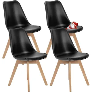 DUMOS Esszimmerstühle 4er Set, Elegant und Schön Modern Stühle Esszimmer, Pu-Leder Gepolstert küchenstühle, Esszimmerstuhl Geeignet für Küche, Wohnzimmer, Schlafzimmer (Schwarz)