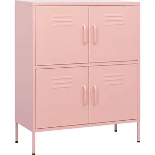 vidaXL Sideboard mit 4 Türen, 80/35/101,5 cm, aus Stahl, in Rosa , Metall , 80x101.5x35 cm , Kleinmöbel, Kommoden, Sideboards