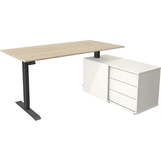 Kerkmann Schreibtisch Sitz- /Stehtisch Move 1 anthrazit mit Sideboard ahorn