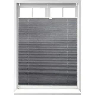 Plissee-Rollo ohne Bohren für Dachfenster, blickdicht, modernes Design, grau - Grau