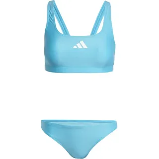 adidas 3 Stripes V Back Bikini - Lucid Cyan / White - 36