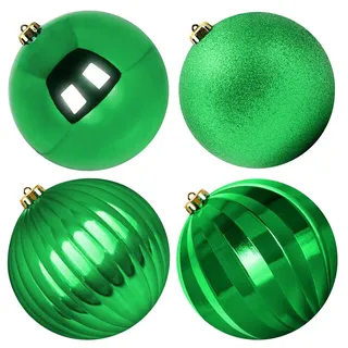 Benjia Weihnachtskugeln Groß Aussen, Extra Bruchsicheres Outdoor Draußen Draussen Kunststoff Weihnachtskugel Christbaumkugeln Kugeln Weihnachten (20cm/4STK, Grün)