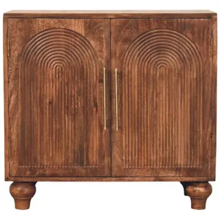 Artisan Furniture Sideboard mit Roasted-Almond-Finish, 2 Türen, 2 Innenablagen, braun. , Braun , Holz , Echtholz,Mangoholz , Quadratisch , 75x71x35 cm , FSC 100% , Kleinmöbel, Kommoden, Sideboards