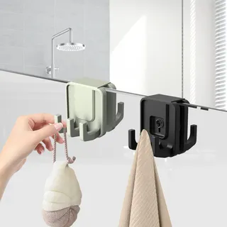 INF Silikon-Duschtürhaken, über Tür hängende Haken für Badezimmer Schwarz - Schwarz