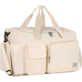 Faltbare Damen Sporttasche mit Schuh- und Nassfach 35L Beige - Beige