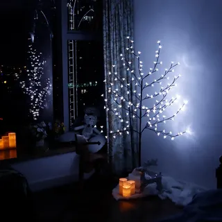 CCLIFE Led Lichterbaum Innen Aussen Weihnachten, Led Baum Innen, Kirschblütenbaum Lichterdeko, Kaltweiß, IP44, 150cm, 150LED, CushHom