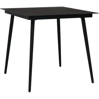 The Living Store Garten-Esstisch Schwarz 80x80x74 cm Stahl und Glas - Schwarz