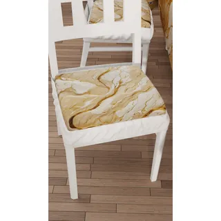 PETTI Artigiani Italiani - Sitzkissen für Küchenstühle, 6er-Set, Marmor-Effekt, Beige, 40 x 40 cm, quadratische Stuhlhussen mit Gummizug für Esszimmer, aus Mikrofaser, 100% Made in Italy